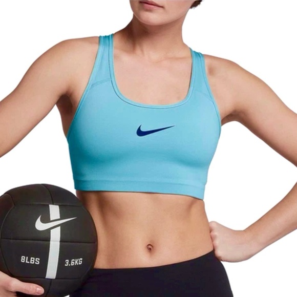 Nike Women's Swoosh Sports Bra Dri Fit Light Blue Size Medium - Picture 1 of 10